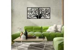 Skilt-Tree Metal Decor Veggdekor Svart