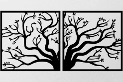 Skilt-Tree Metal Decor Veggdekor Svart