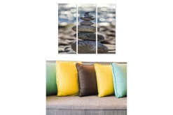 Trelerretsbilde 3-delt 50x70 cm - Steinrøys i harmonisk balanse