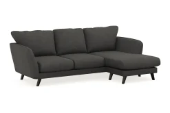 Scandi Days Sofa Med Sjeselong-Trend Lyx 3-seters Høyrevendt L-formet Sjeselongsofa i Manchester Mørkegrå
