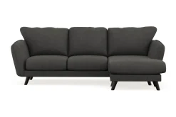 Scandi Days Sofa Med Sjeselong-Trend Lyx 3-seters Høyrevendt L-formet Sjeselongsofa i Manchester Mørkegrå