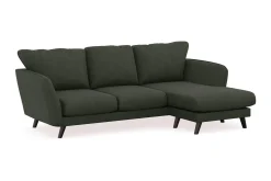 Scandi Days Sofa Med Sjeselong-Trend Lyx 3-seters Høyrevendt L-formet Sjeselongsofa i Manchester Mørkegrønn