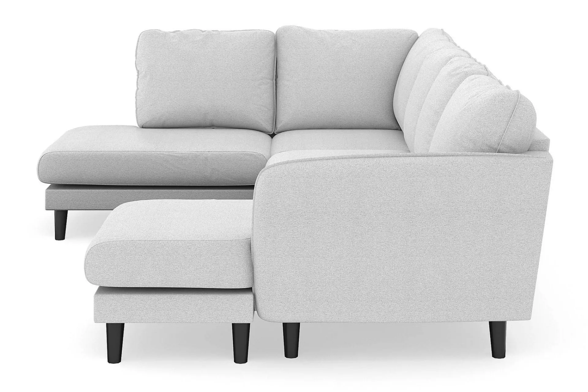 Scandi Days U-Sofa-Trend Lyx 4-seters Høyrevendt U-formet Sofa med Divan og Sjeselong i Stoff Lysegrå