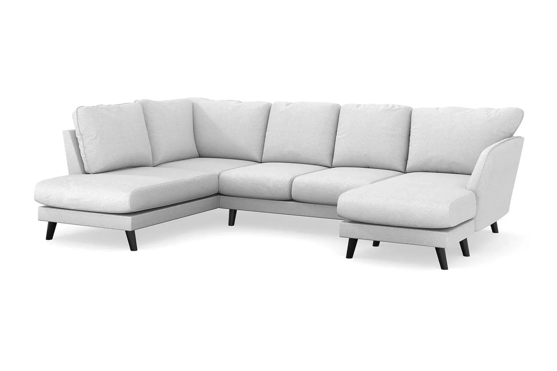 Scandi Days U-Sofa-Trend Lyx 4-seters Høyrevendt U-formet Sofa med Divan og Sjeselong i Stoff Lysegrå