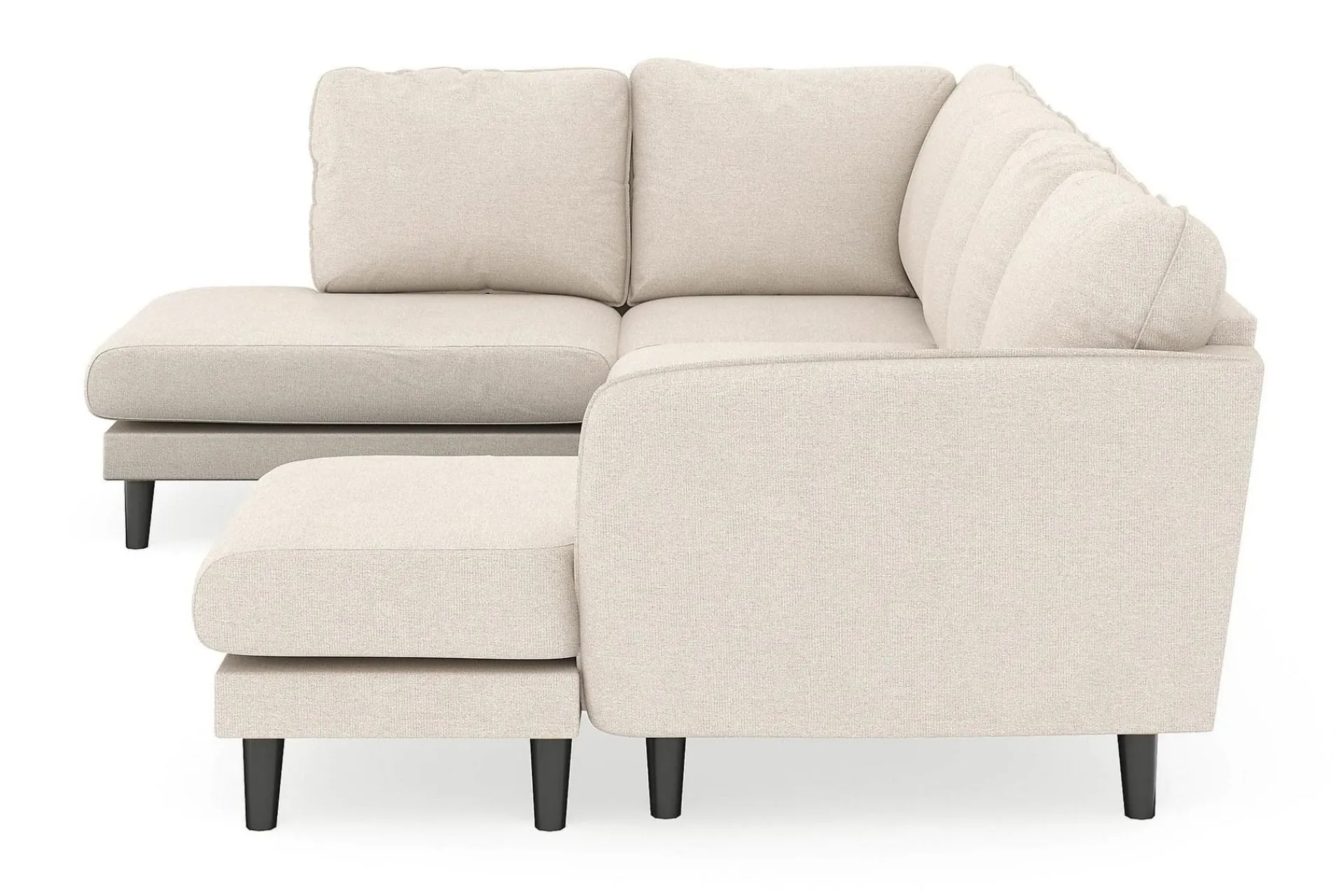 Scandi Days U-Sofa-Trend Lyx 4-seters Høyrevendt U-formet Sofa med Divan og Sjeselong i Stoff Beige