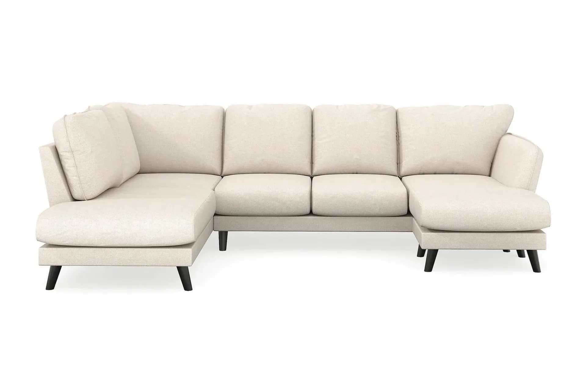 Scandi Days U-Sofa-Trend Lyx 4-seters Høyrevendt U-formet Sofa med Divan og Sjeselong i Stoff Beige