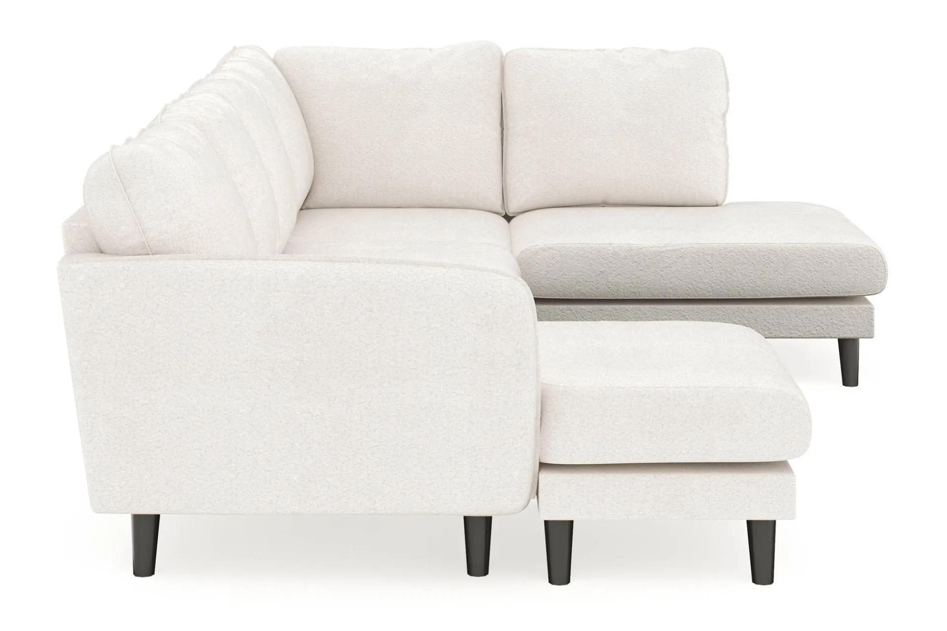 Scandi Days U-Sofa-Trend Lyx 4-seters Venstrevendt U-formet Sofa med Divan og Sjeselong i Bouclé Hvit