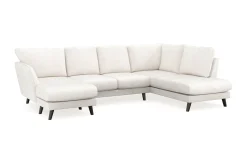 Scandi Days U-Sofa-Trend Lyx 4-seters Venstrevendt U-formet Sofa med Divan og Sjeselong i Bouclé Hvit