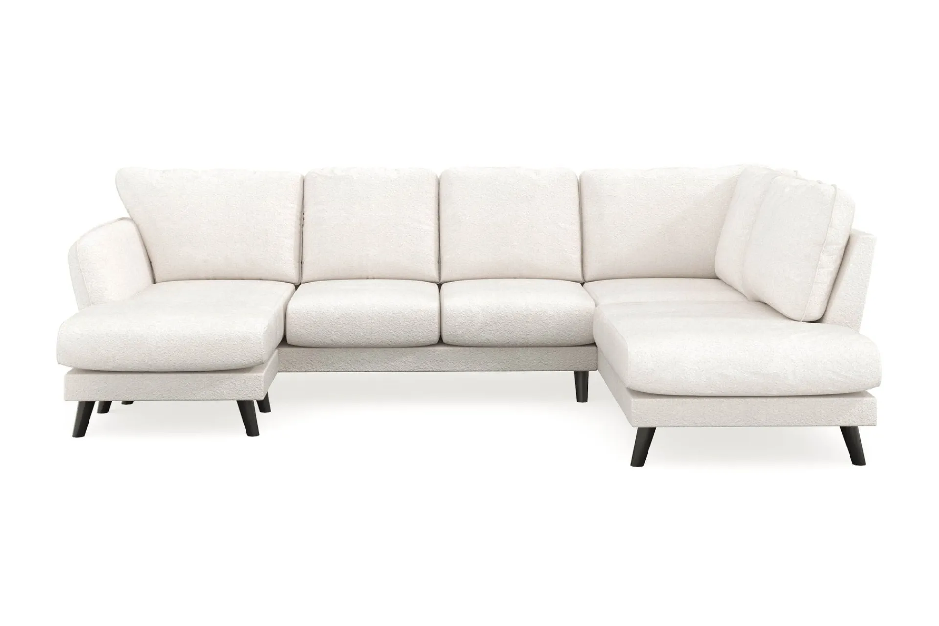 Scandi Days U-Sofa-Trend Lyx 4-seters Venstrevendt U-formet Sofa med Divan og Sjeselong i Bouclé Hvit