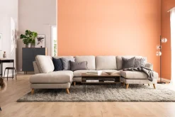 Scandi Days U-Sofa-Trend Lyx 4-seters Venstrevendt U-formet Sofa med Divan og Sjeselong i Stoff Beige