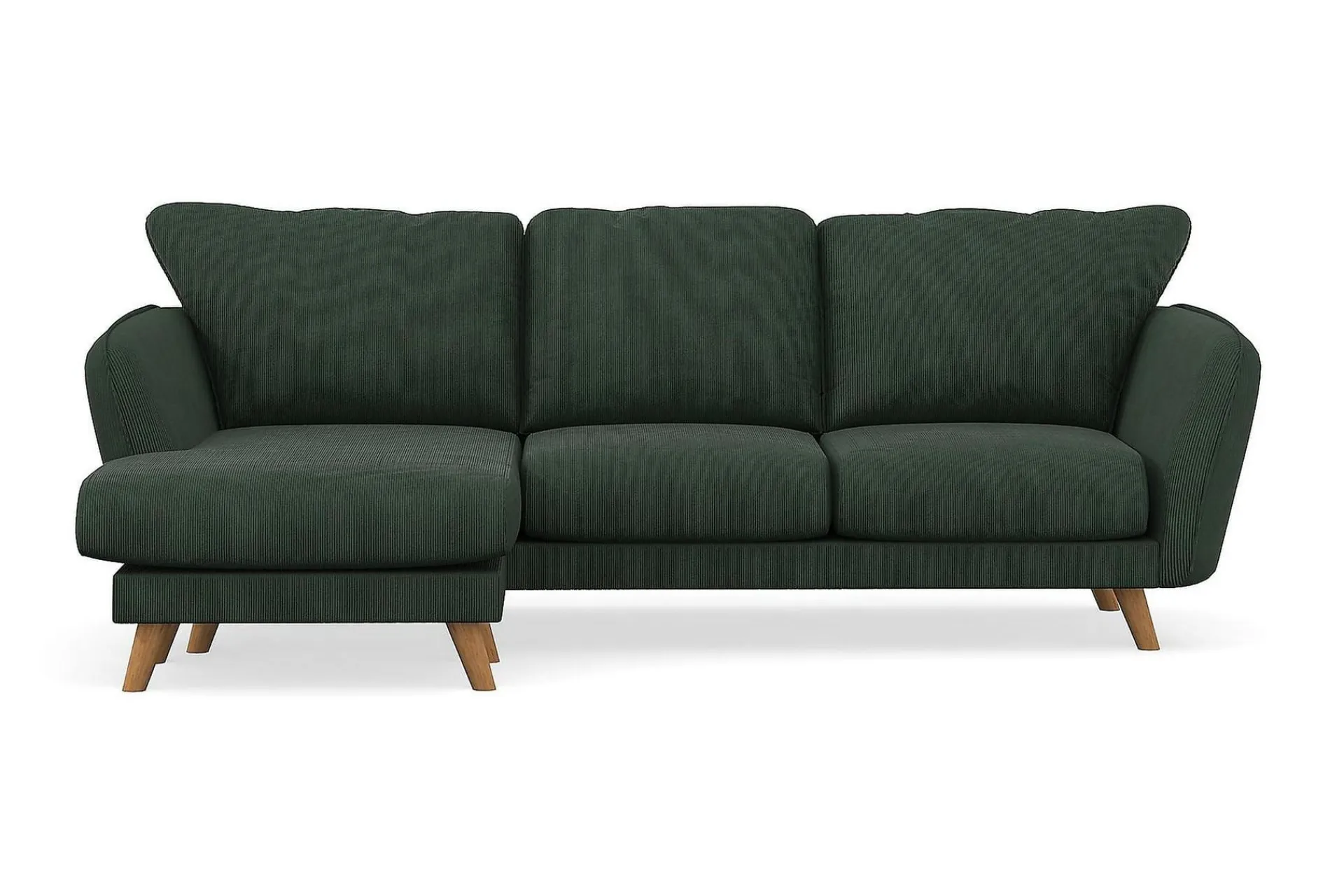 Scandi Days Sofa Med Sjeselong-Trend Lyx 3-seters Venstrevendt L-formet Sjeselongsofa i Manchester Mørkegrønn