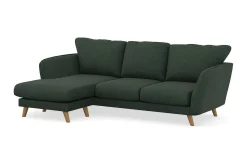 Scandi Days Sofa Med Sjeselong-Trend Lyx 3-seters Venstrevendt L-formet Sjeselongsofa i Manchester Mørkegrønn