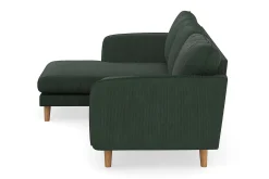 Scandi Days Sofa Med Sjeselong-Trend Lyx 3-seters Venstrevendt L-formet Sjeselongsofa i Manchester Mørkegrønn