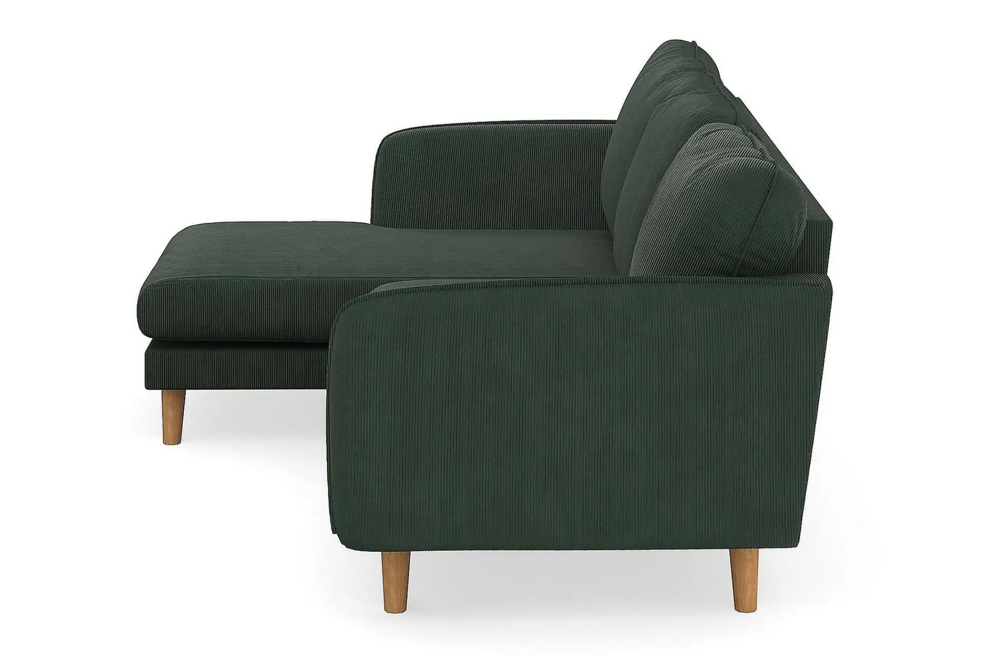 Scandi Days Sofa Med Sjeselong-Trend Lyx 3-seters Venstrevendt L-formet Sjeselongsofa i Manchester Mørkegrønn