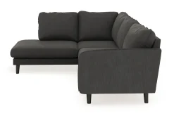 Scandi Days Sofa Med Sjeselong-Trend Lyx 4-seters Venstrevendt L-formet Sjeselongsofa i Manchester Mørkegrå