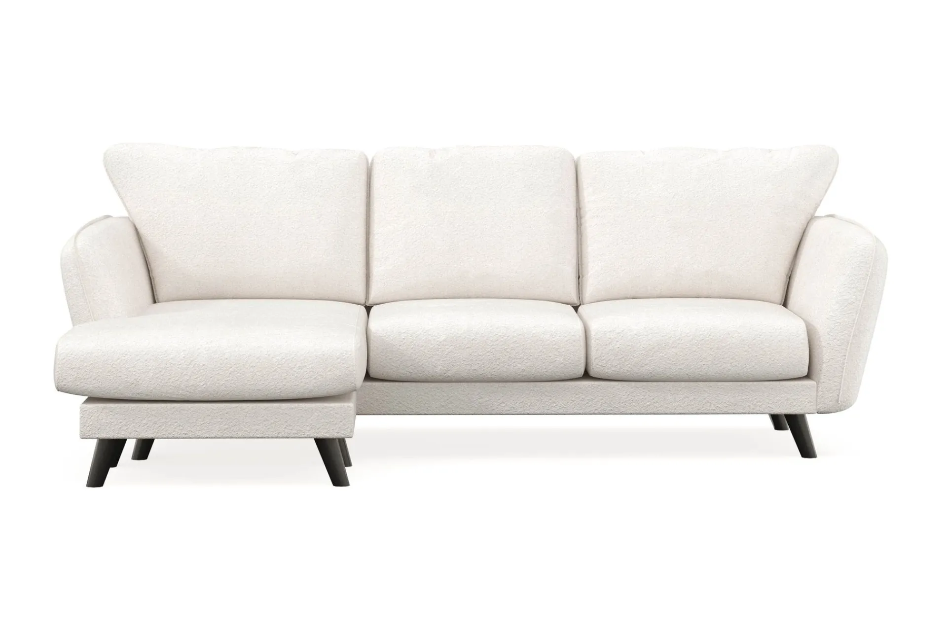Scandi Days Sofa Med Sjeselong-Trend Lyx 3-seters Venstrevendt L-formet Sjeselongsofa i Bouclé Hvit