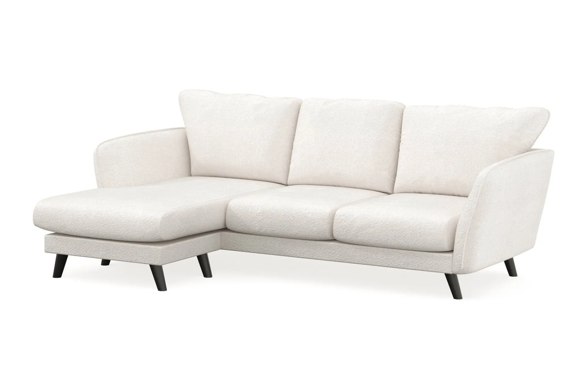 Scandi Days Sofa Med Sjeselong-Trend Lyx 3-seters Venstrevendt L-formet Sjeselongsofa i Bouclé Hvit