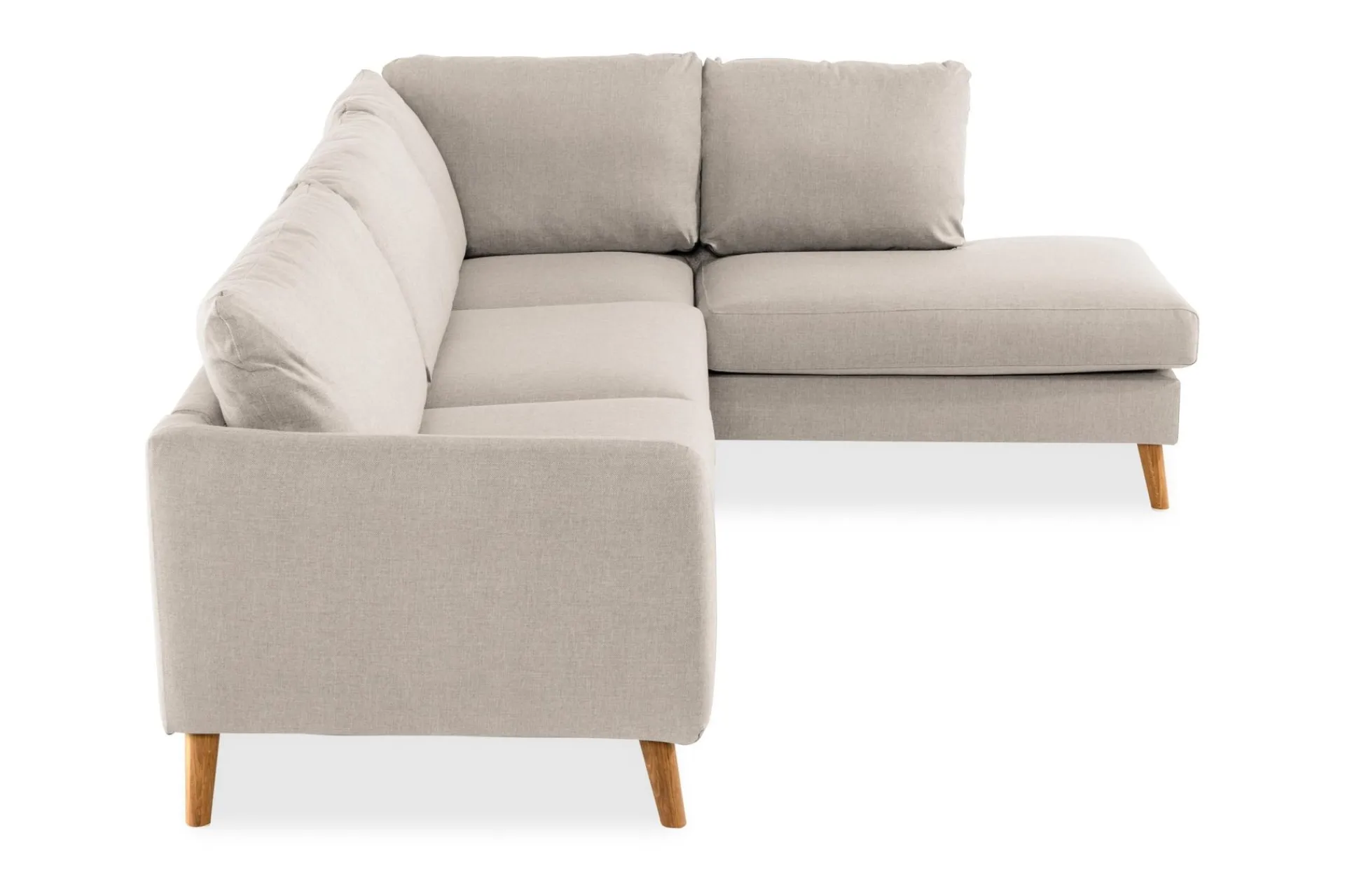 Scandi Days Sofa Med Sjeselong-Trend 4-seters Høyrevendt L-formet Sjeselongsofa i Stoff 280 cm bred Beige