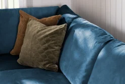 Scandi Days Sofa Med Sjeselong-Trend 4-seters Høyrevendt L-formet Sjeselongsofa i Fløyel Blå