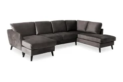 Scandi Days Trend 4-seters Høyrevendt U-formet Sofa med Divan og Sjeselong i Fløyel