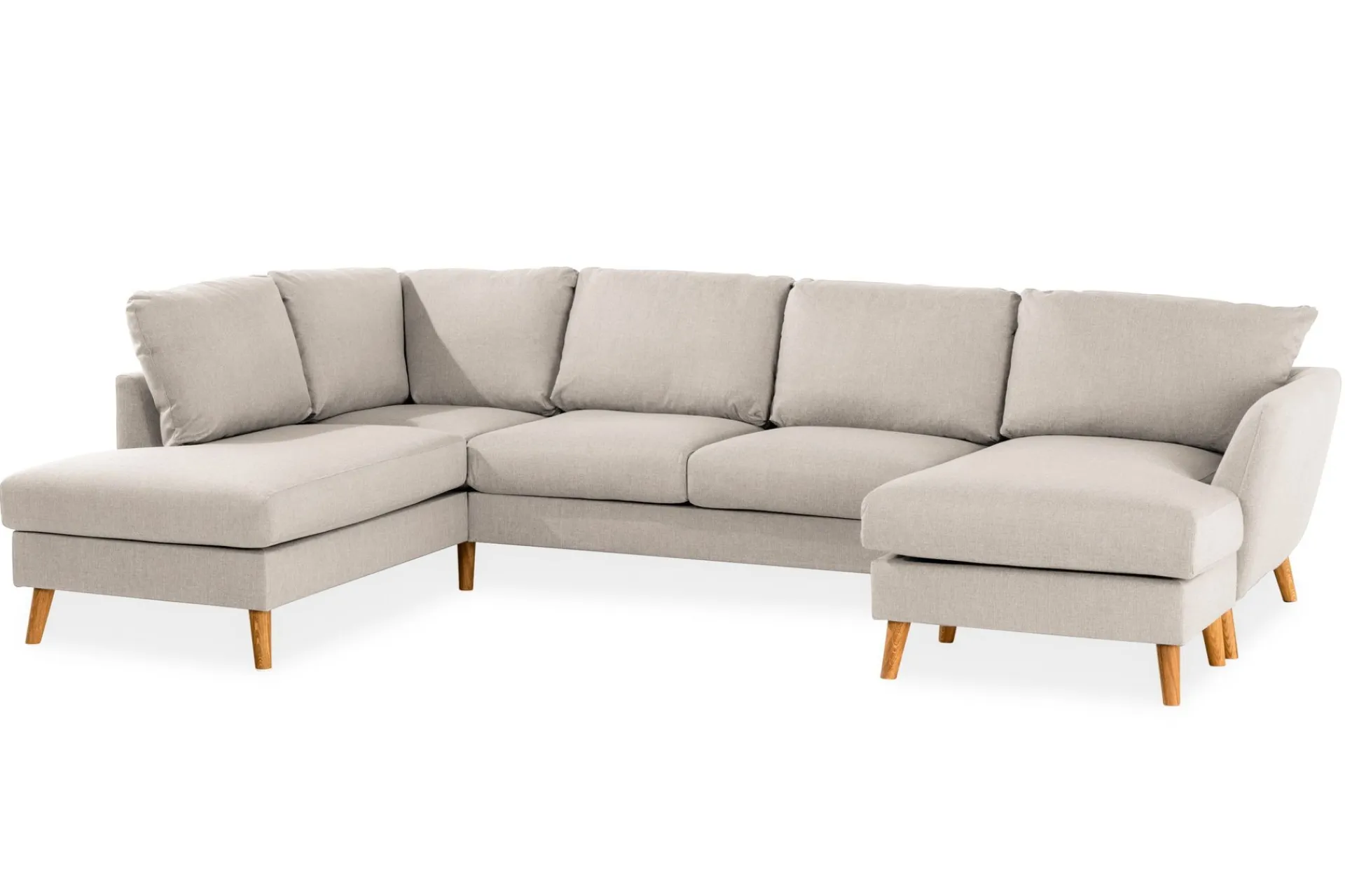 Scandi Days U-Sofa-Trend 4-seters Venstrevendt U-formet Sofa med Divan og Sjeselong i Stoff Beige