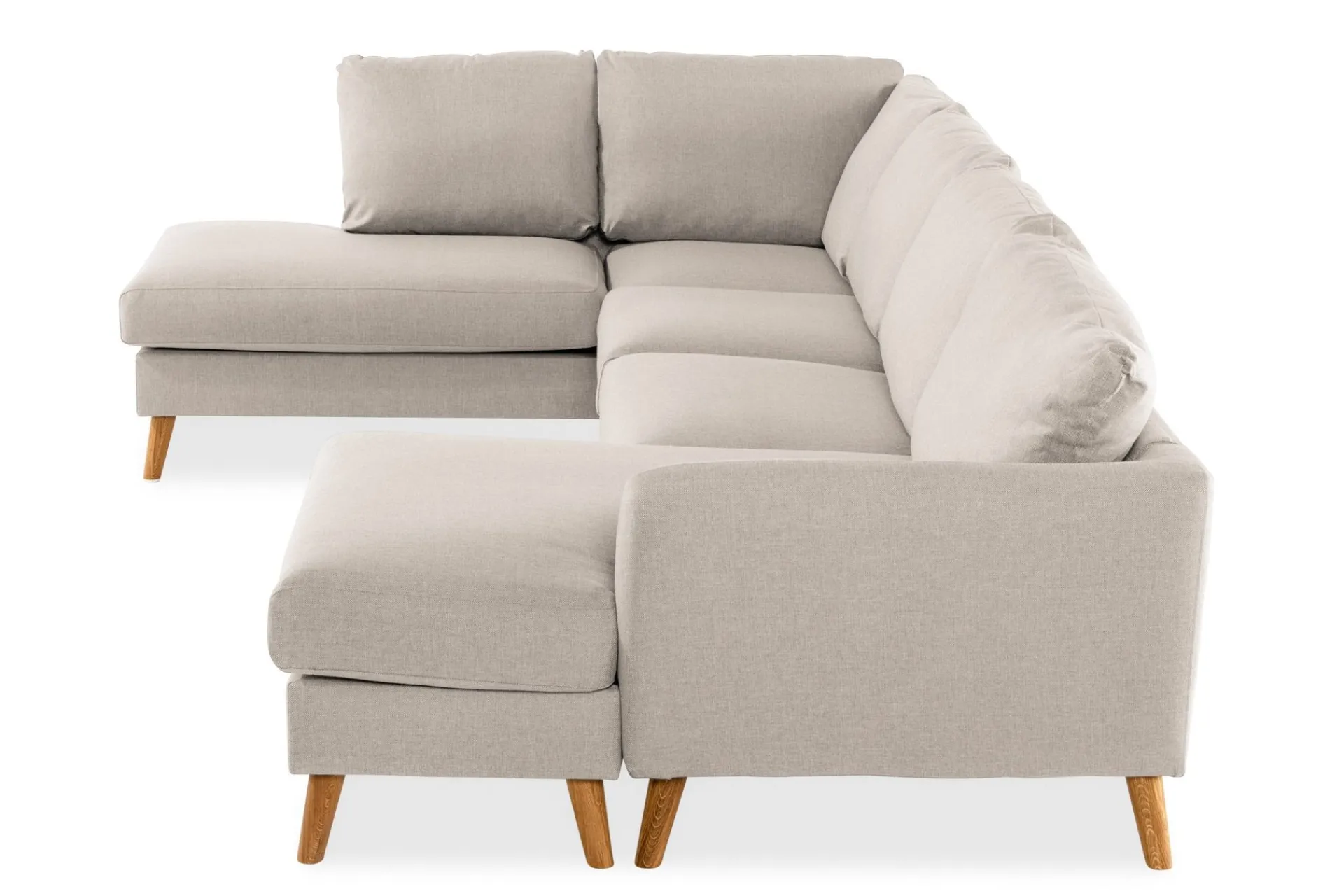 Scandi Days U-Sofa-Trend 4-seters Venstrevendt U-formet Sofa med Divan og Sjeselong i Stoff Beige