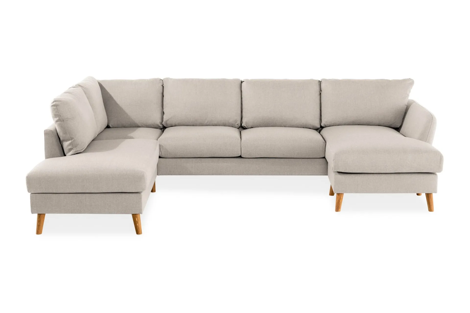 Scandi Days U-Sofa-Trend 4-seters Venstrevendt U-formet Sofa med Divan og Sjeselong i Stoff Beige