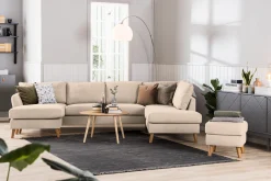 Scandi Days U-Sofa-Trend 4-seters Venstrevendt U-formet Sofa med Divan og Sjeselong i Stoff Beige