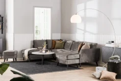Scandi Days Velour Sofa & Fløyel Sofa|U-Sofa-Trend 4-seters Venstrevendt U-formet Sofa med Divan og Sjeselong i Fløyel Brun