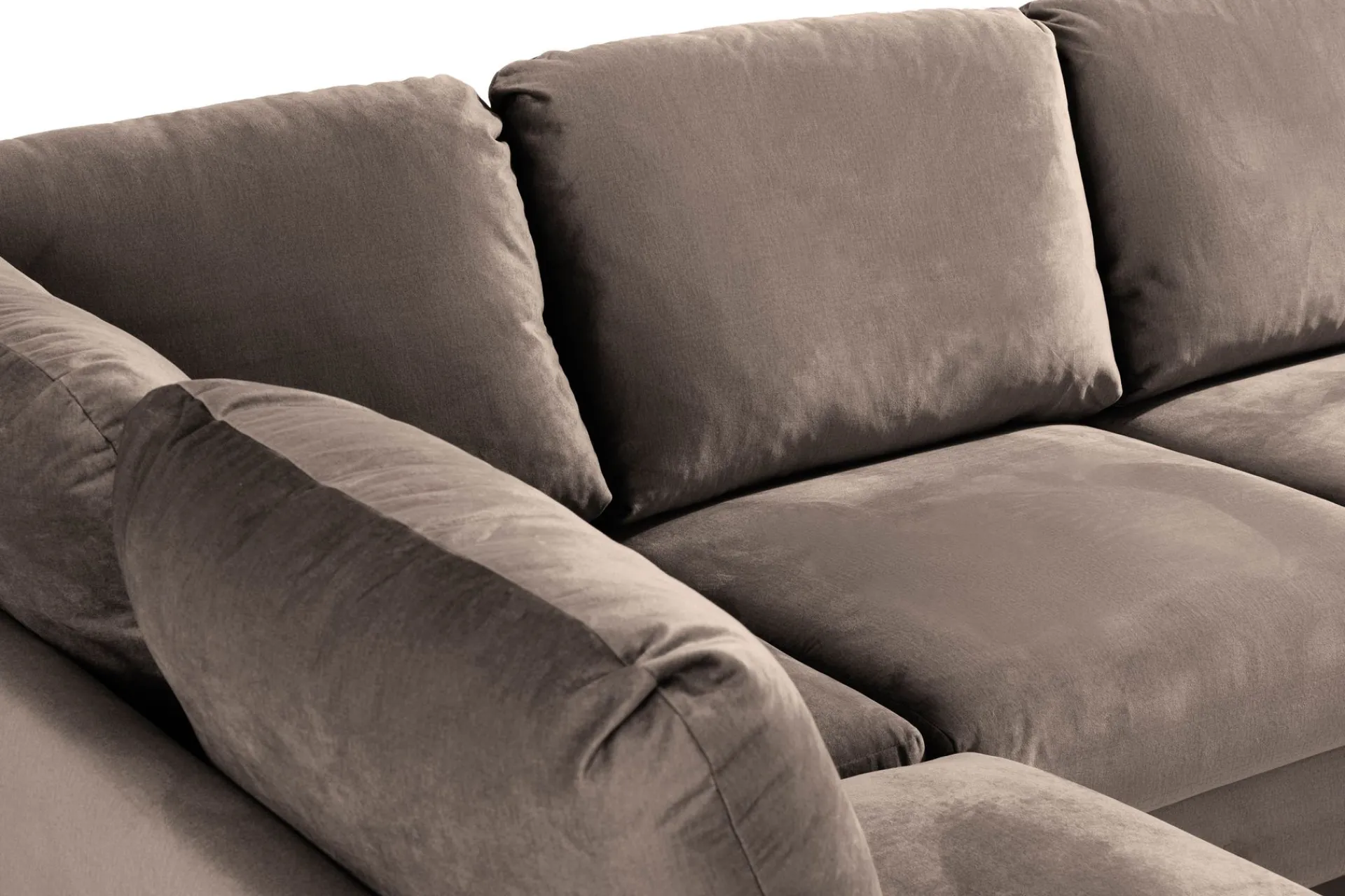 Scandi Days Velour Sofa & Fløyel Sofa|U-Sofa-Trend 4-seters Venstrevendt U-formet Sofa med Divan og Sjeselong i Fløyel Brun