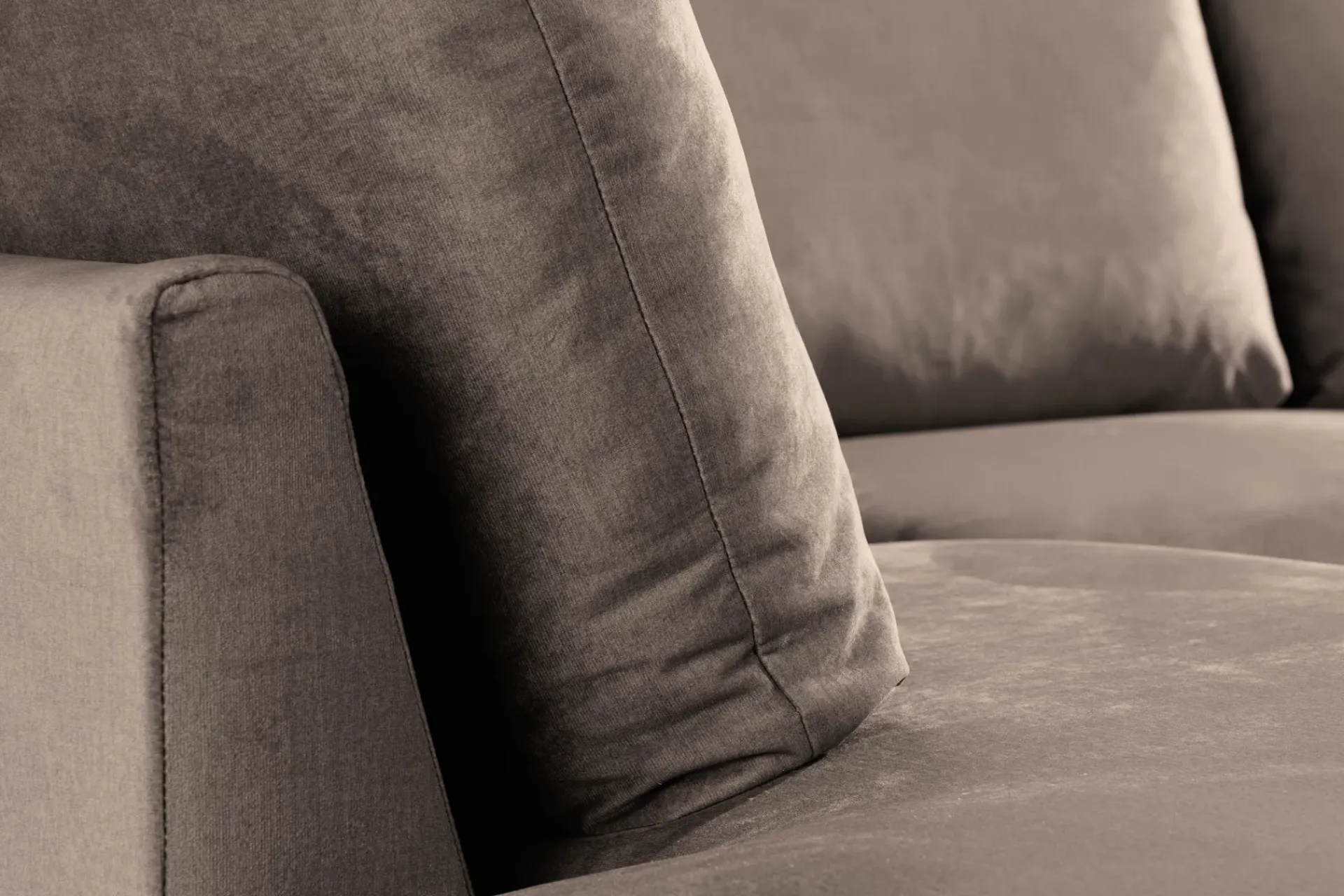 Scandi Days Velour Sofa & Fløyel Sofa|U-Sofa-Trend 4-seters Venstrevendt U-formet Sofa med Divan og Sjeselong i Fløyel Brun