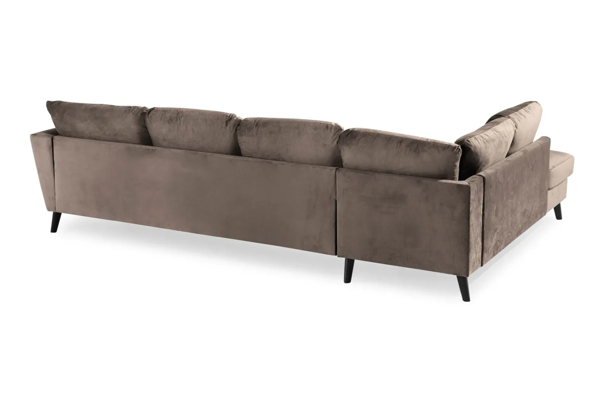 Scandi Days Velour Sofa & Fløyel Sofa|U-Sofa-Trend 4-seters Venstrevendt U-formet Sofa med Divan og Sjeselong i Fløyel Brun