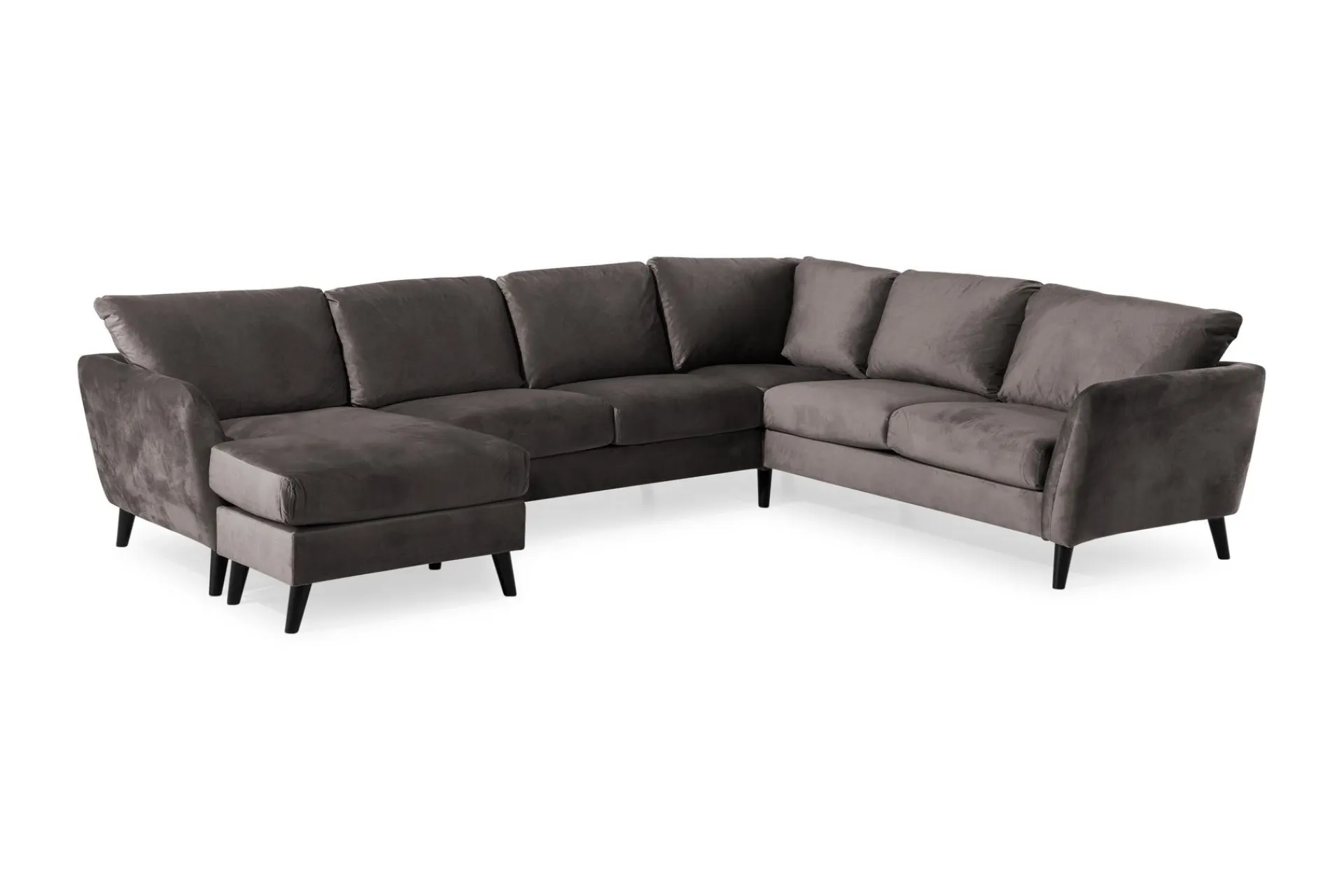 Scandi Days Trend 5-seters Venstrevendt U-formet Hjørnesofa med Divan i Fløyel