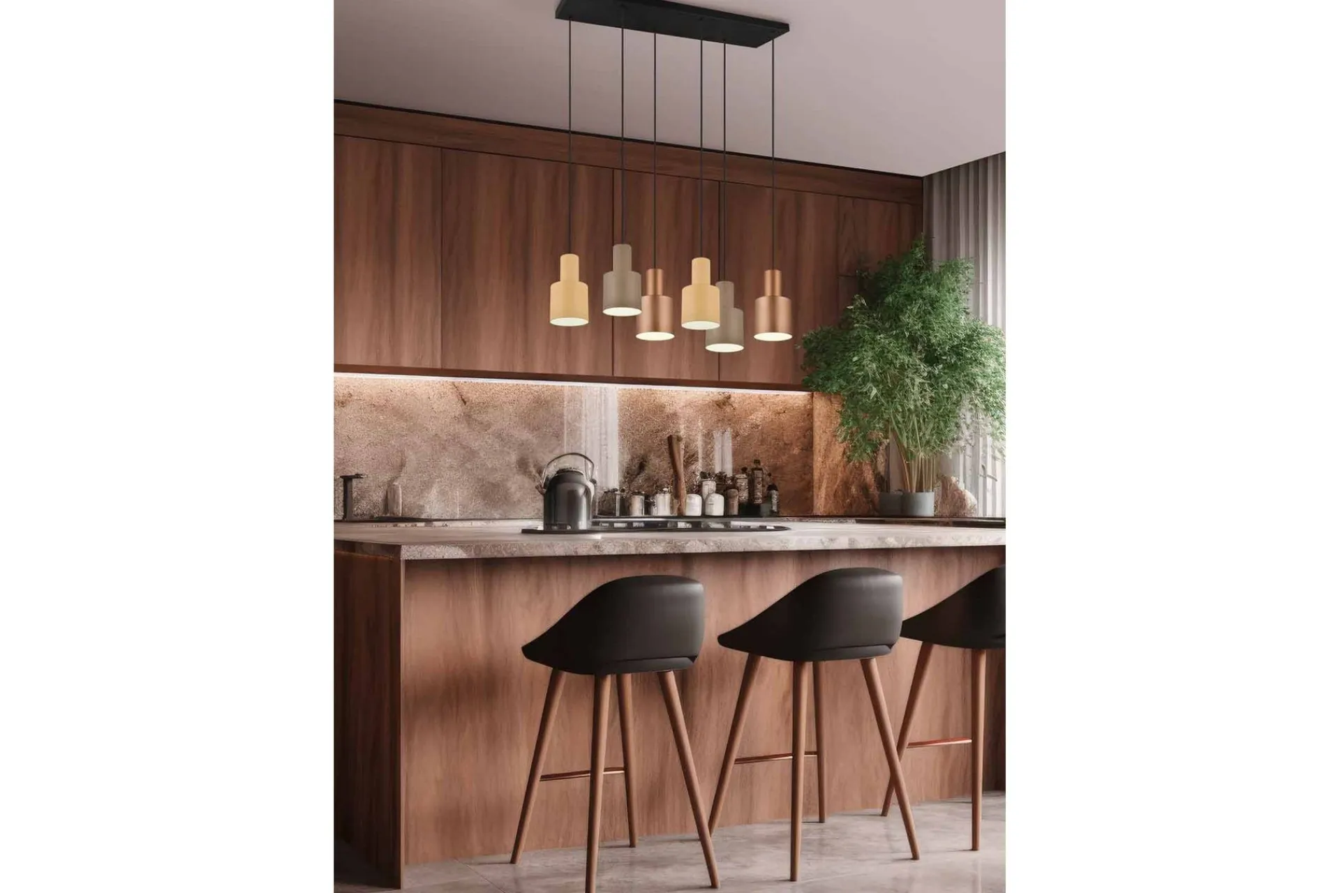 Trio Lighting Kjøkkenlampe|Vinduslampe-Agudo taklampe 6L E27 flerfarget Flerfärgad