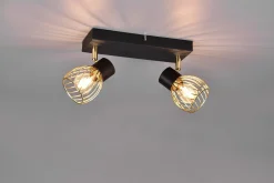 Trio Lighting Ardon Spotlight 2L E14 matt svart/ polert messing