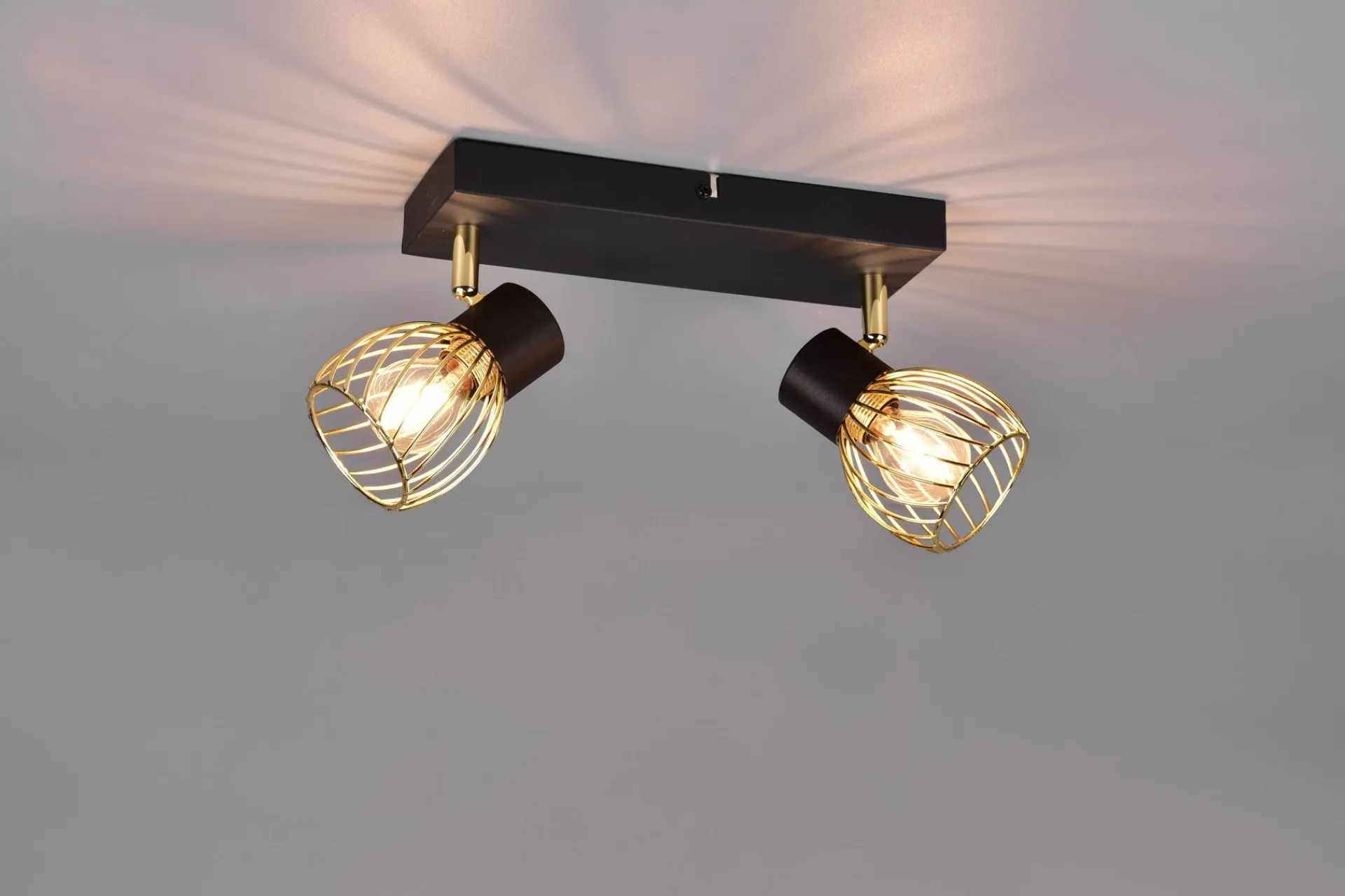 Trio Lighting Ardon Spotlight 2L E14 matt svart/ polert messing