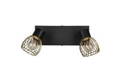 Trio Lighting Ardon Spotlight 2L E14 matt svart/ polert messing