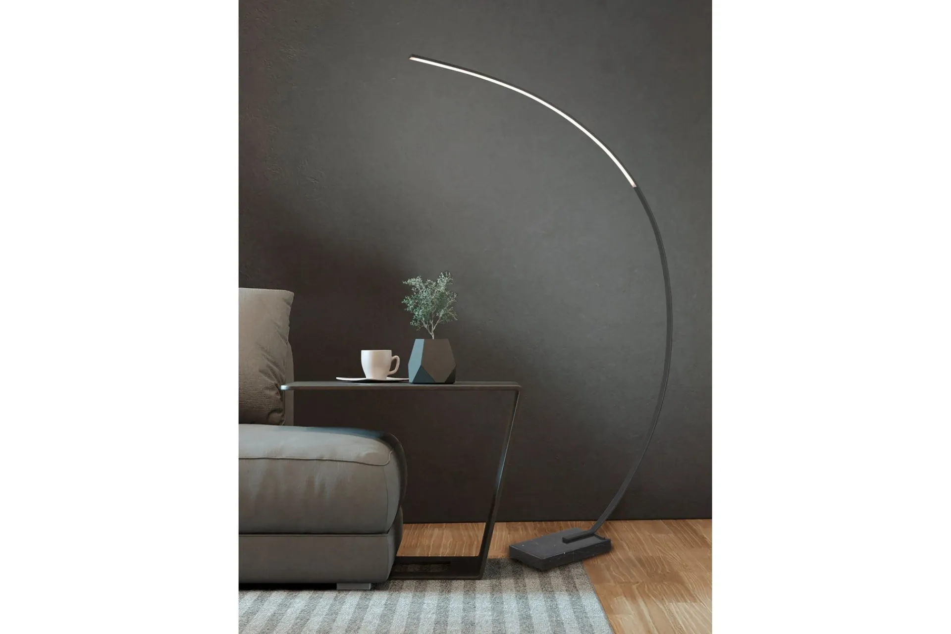 Trio Lighting Stuelampe-Bangkok LED gulvlampe matt sort Matt svart