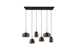 Trio Lighting Chiraz Taklampe 6L E27 Matt Svart/Matt Messing