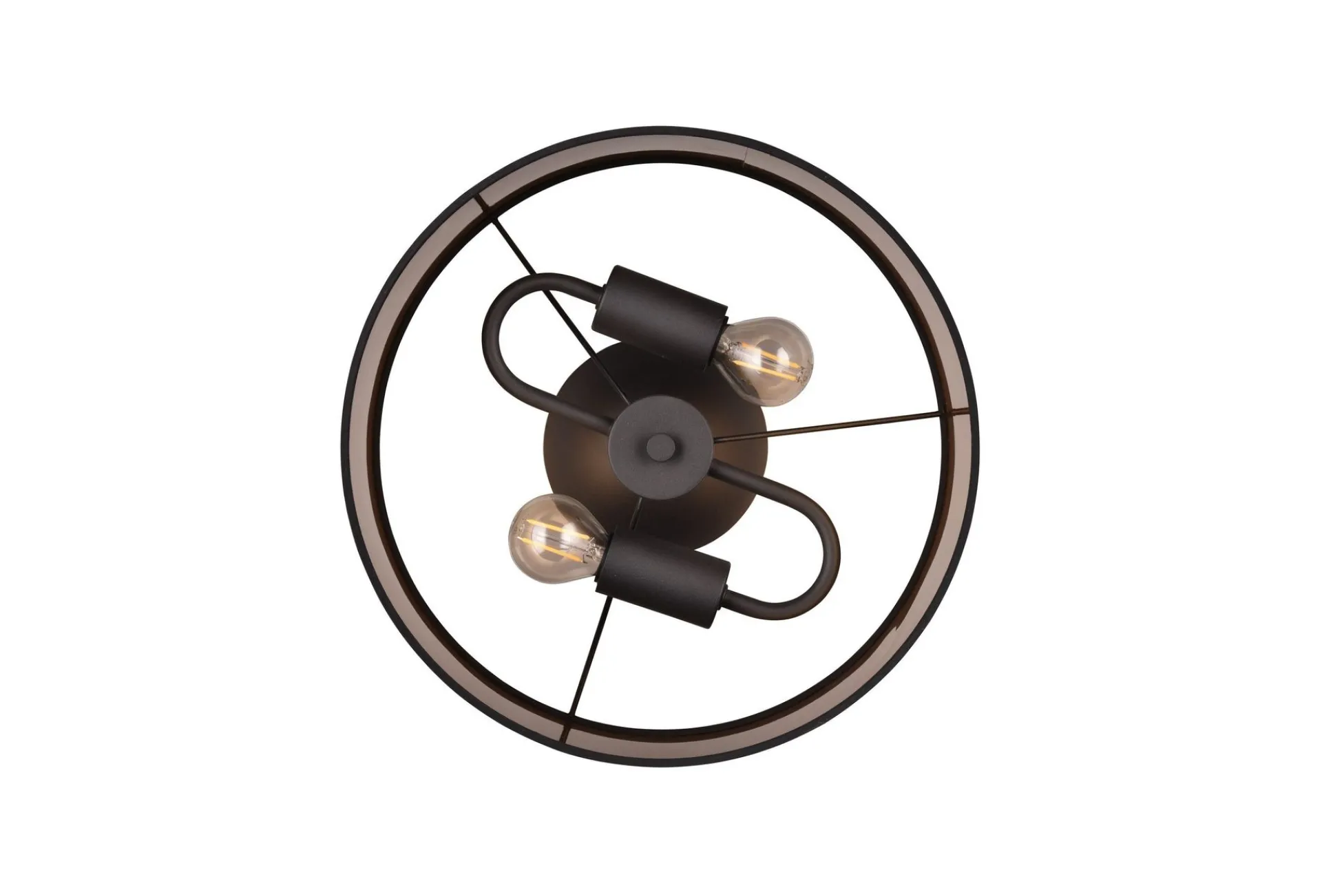 Trio Lighting Davos plafond 30 cm 2xE14 matt svart/greige