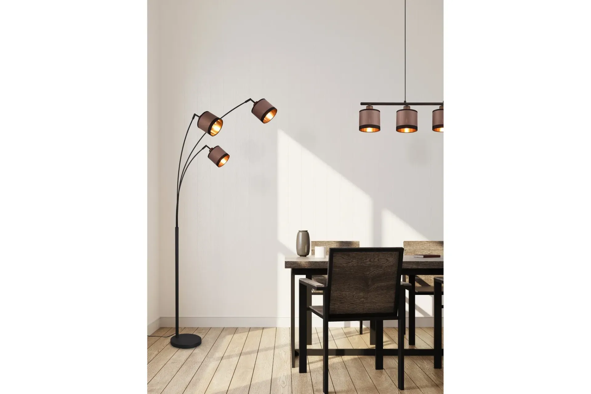 Trio Lighting Davos Taklampe 4L E14 matt svart/ greige