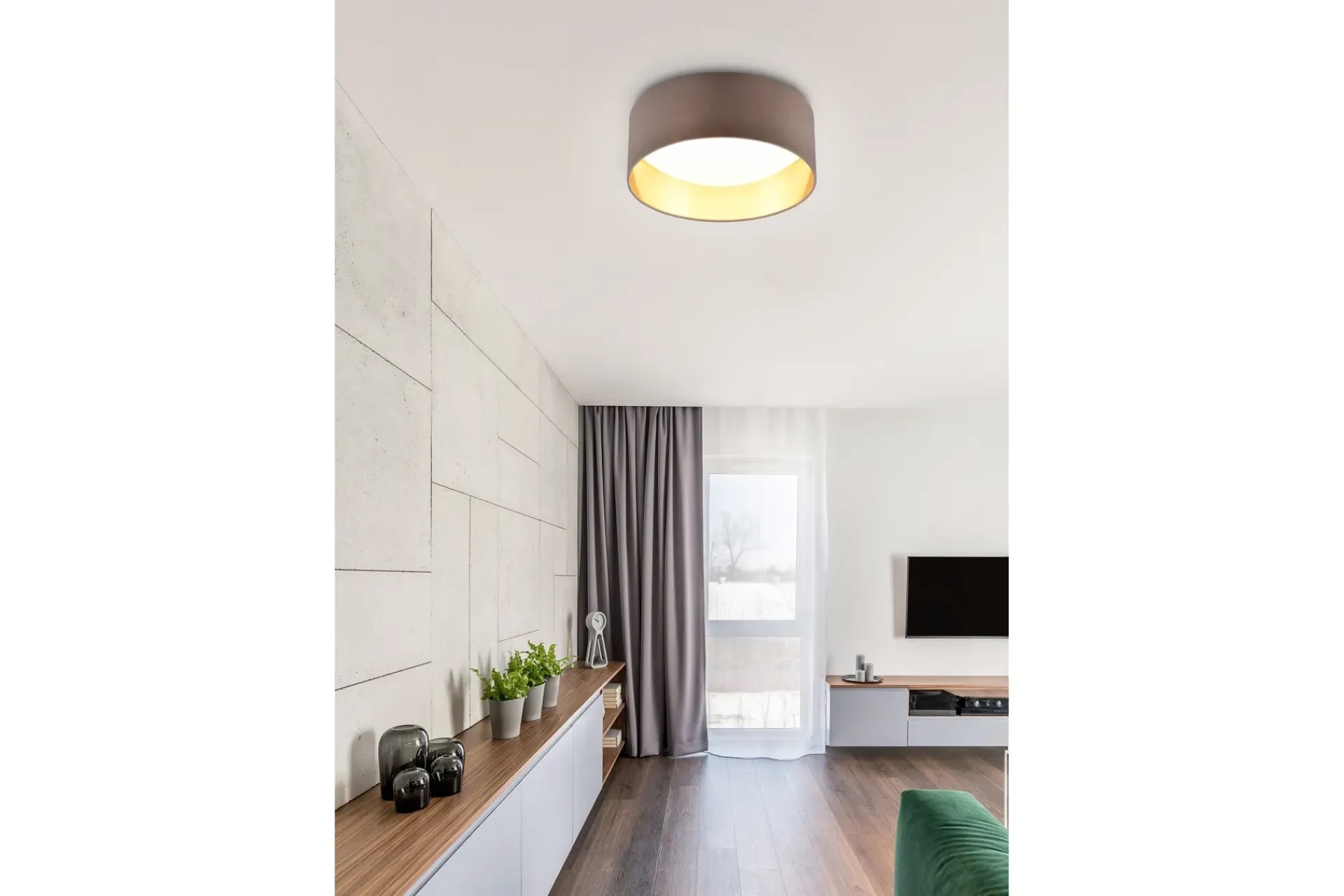 Trio Lighting Barnelampe|Taklampe-Locarno LED plafond 28 cm greige Gråbrun