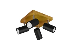 Trio Lighting Spotlights & Downlights-Marley spot 4L GU10 matt svart/tre Matt svart,Natur