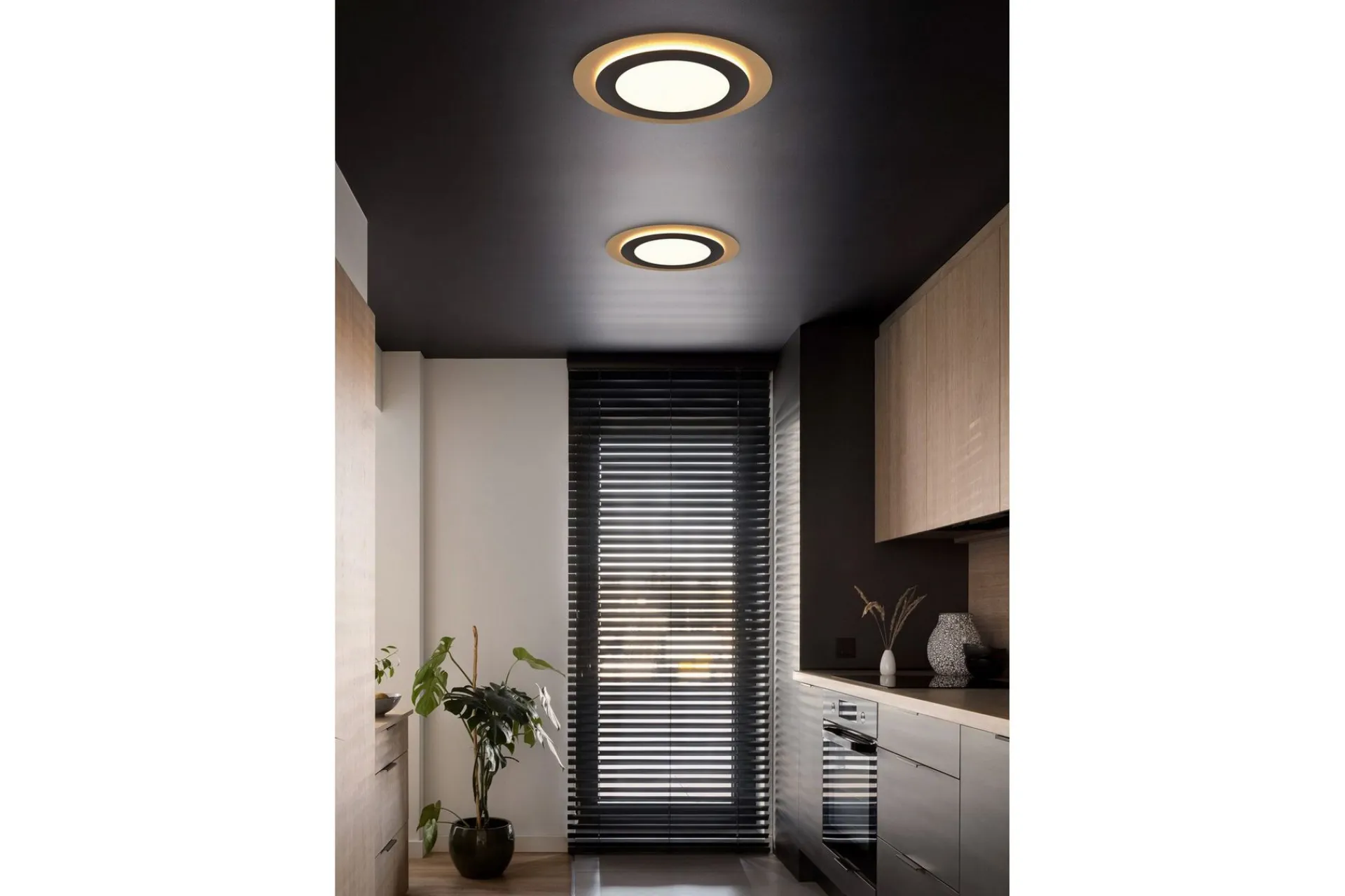 Trio Lighting Morgan LED plafond 45 cm matt svart/gull