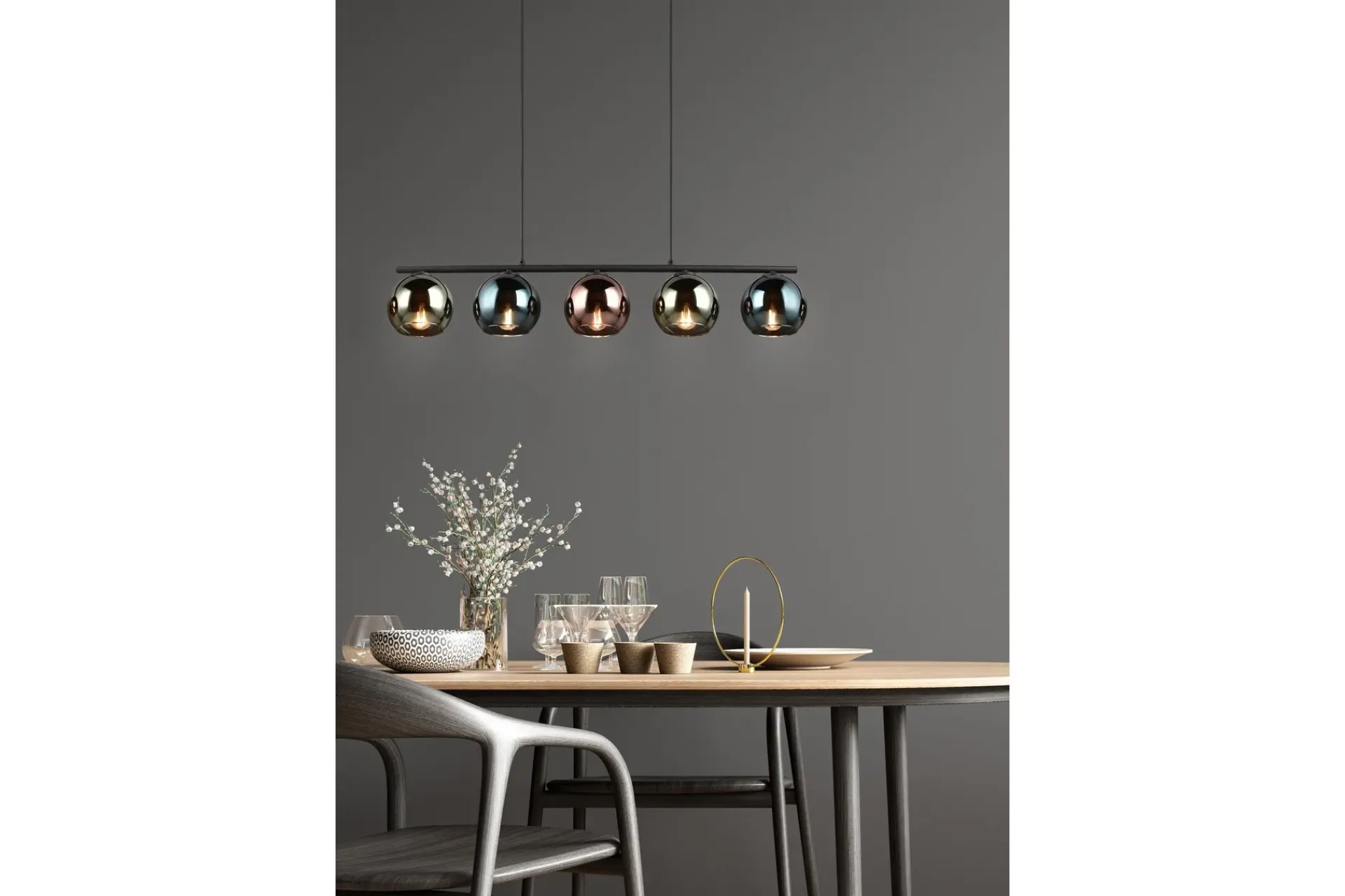 Trio Lighting Sheldon taklampe 5L E14 flerfarget