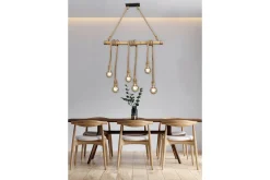 Trio Lighting Wilma taklampe 6L E27 bambus/sisal