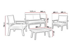 Veranda & Terrasse|Loungesett-Tritante 4-seters Sofagruppe Utendørs – Loungegruppe balkong terrasse uteplass Brun