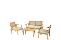 Veranda & Terrasse|Loungesett-Tritante 4-seters Sofagruppe Utendørs – Loungegruppe balkong terrasse uteplass Brun