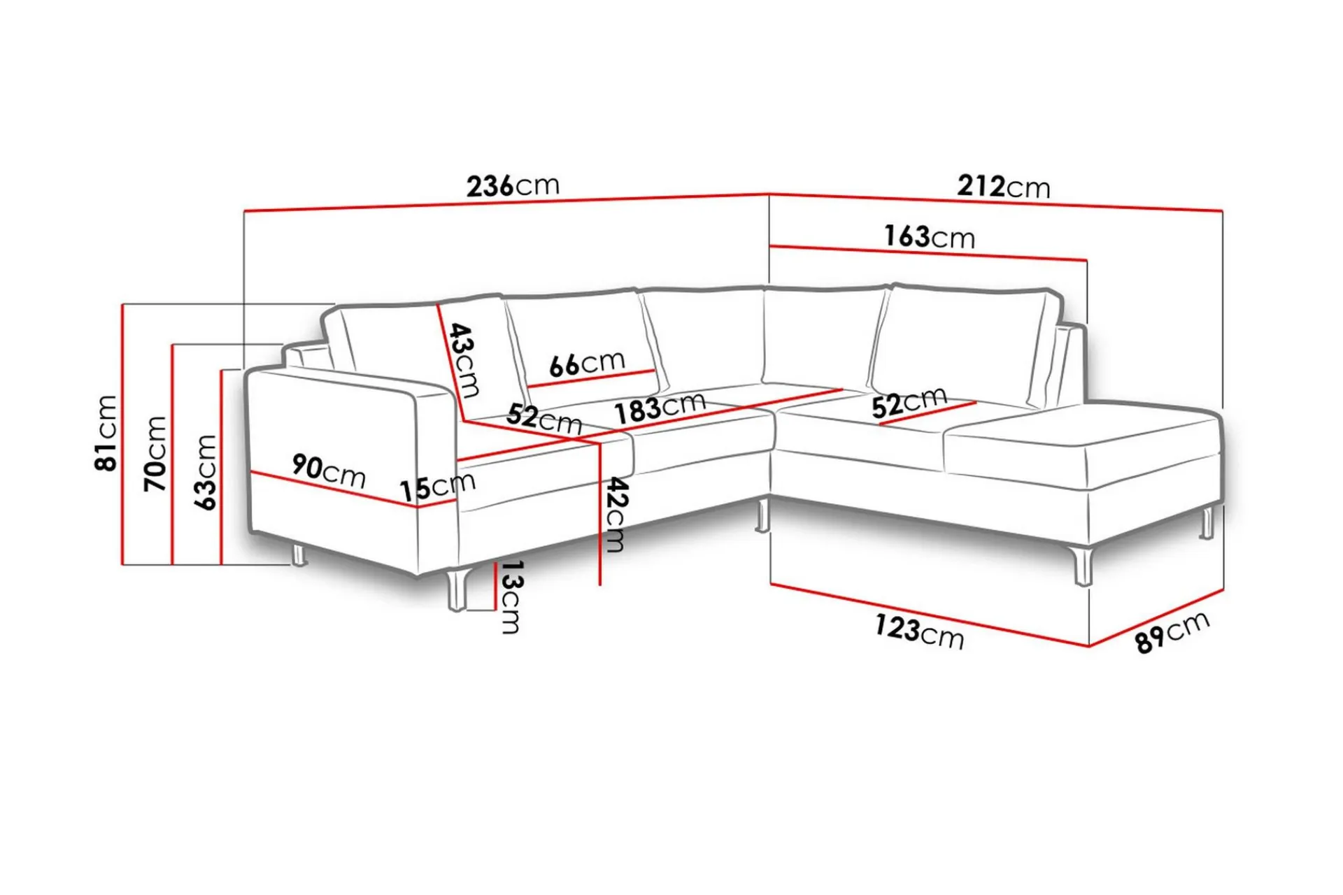 Sofa Med Sjeselong-Truro Hjørnesofa Divan Høyre Rubus 2 + Cladium 1