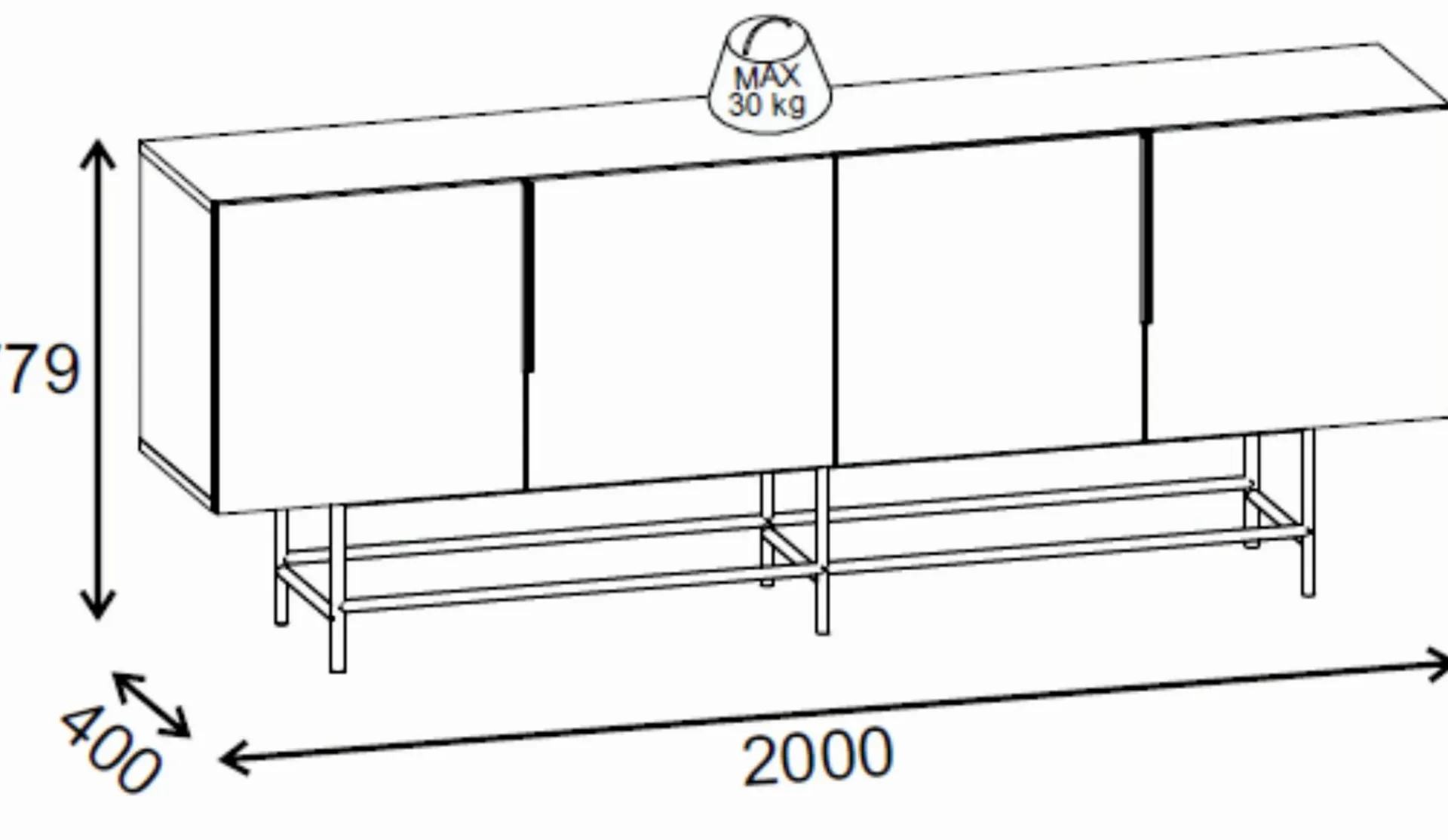Truvia Konsoll 200x77,9x40 cm